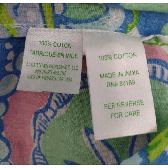 Lilly Pulitzer Amelia Island Paisley Tunic Top L 3/4 Conch Republic Coastal Fish - Picture 7 of 8